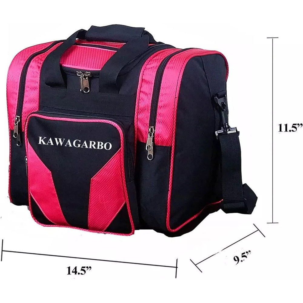 Bowling Bag for Single Ball - Tote with Large, Black/Pink - Picture 2 of 5